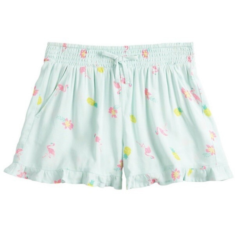 So Girls Smocked Waistband Ruffled Shorts Teal New with Tags Medium 8 Tropical